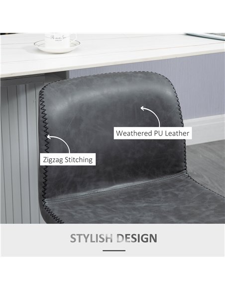 HOMCOM Set of 2 Bar Stool Adjustable Height Swivel Footrest and Base for Breakfast Bar, Kitchen and Home, Dark Grey 835-326V71CG - pic 62055 | FastDaddyshop