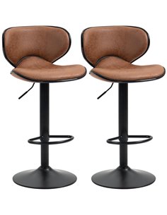 HOMCOM Bar Stool Set of 2 with Adjustable Height, Brown 835-356V71BN
