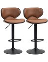 HOMCOM Bar Stool Set of 2 with Adjustable Height, Brown 835-356V71BN