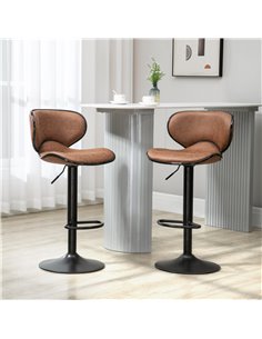 HOMCOM Bar Stool Set of 2 with Adjustable Height, Brown 835-356V71BN 2