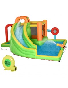Outsunny 3+ Kids Bouncy Castle 7 in 1 Water Slide, Trampoline, Pool, Water Gun, Ball-target, Boxing Post Tunnel