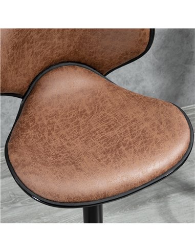 HOMCOM Bar Stool Set of 2 Microfiber Cloth Adjustable Height Armless Chairs with Swivel Seat, Brown 835-356V71BN
