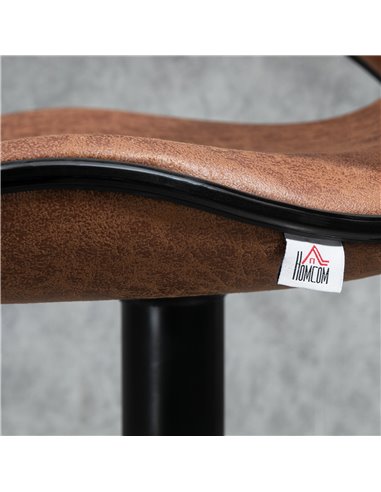HOMCOM Bar Stool Set of 2 Microfiber Cloth Adjustable Height Armless Chairs with Swivel Seat, Brown 835-356V71BN