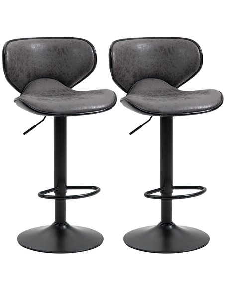 HOMCOM Bar Stool Set of 2 Microfiber Cloth Adjustable Height Armless Chairs with Swivel Seat, Dark Grey 835-356V71CG - pic 62067 | FastDaddyshop