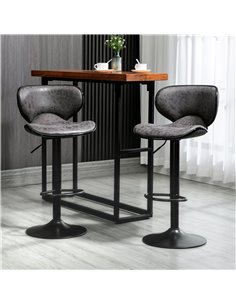 HOMCOM Bar Stool Set of 2 Microfiber Cloth Adjustable Height Armless Chairs with Swivel Seat, Dark Grey 835-356V71CG 2