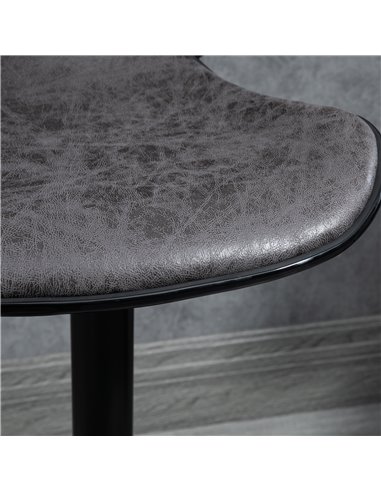 HOMCOM Bar Stool Set of 2 Microfiber Cloth Adjustable Height Armless Chairs with Swivel Seat, Dark Grey 835-356V71CG