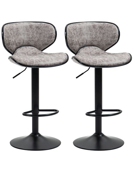 HOMCOM Bar Stool Set of 2 with Adjustable Height, Grey 835-356V71GY - pic 62076 | FastDaddyshop