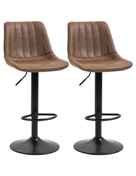 HOMCOM Adjustable Bar Stools Set of 2, Brown 835-228V71BN - pic 62085 | FastDaddyshop