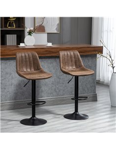 HOMCOM Adjustable Bar Stools Set of 2, Brown 835-228V71BN 2