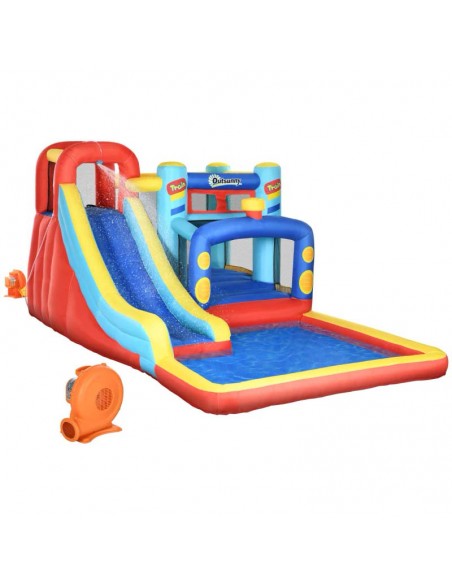 Outsunny 3+ Bouncy Castle 4 in 1, with Slide, Pool, Trampoline, Climbing Wall, Blower - pic 6209 | FastDaddyshop