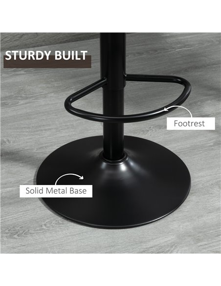 HOMCOM Adjustable Bar Stools Set of 2 Counter Height Barstools Dining Chairs 360° Swivel with Footrest for Home Pub, Brown 835-2 - pic 62090 | FastDaddyshop