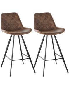 HOMCOM Set Of 2 Vintage Microfiber Cloth Bar Stools, Brown 835-152V71BN