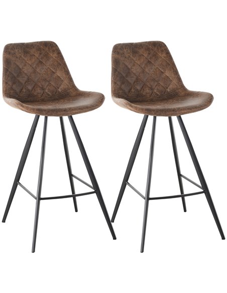 HOMCOM Set Of 2 Vintage Microfiber Cloth Bar Stools, Brown 835-152V71BN - pic 62094 | FastDaddyshop