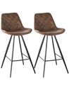 HOMCOM Set Of 2 Vintage Microfiber Cloth Bar Stools, Brown 835-152V71BN