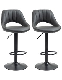 HOMCOM Set of 2 Adjustable Height Barstools, Grey 835-357V71GY