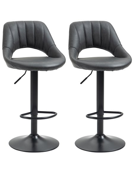 HOMCOM Set of 2 Adjustable Height Barstools, Grey 835-357V71GY - pic 62103 | FastDaddyshop