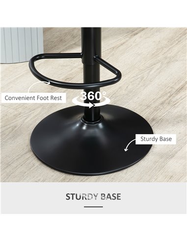 HOMCOM Barstools Set of 2 Adjustable Swivel Height Gas Lift PU Leather Counter Chairs with Footrest 835-357V71GY
