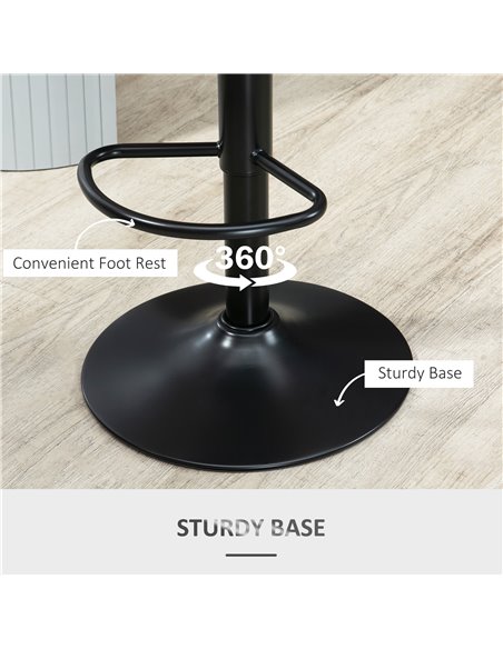HOMCOM Barstools Set of 2 Adjustable Swivel Height Gas Lift PU Leather Counter Chairs with Footrest 835-357V71GY - pic 62108 | FastDaddyshop