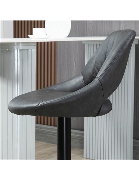 HOMCOM Barstools Set of 2 Adjustable Swivel Height Gas Lift PU Leather Counter Chairs with Footrest 835-357V71GY - pic 62110 | FastDaddyshop