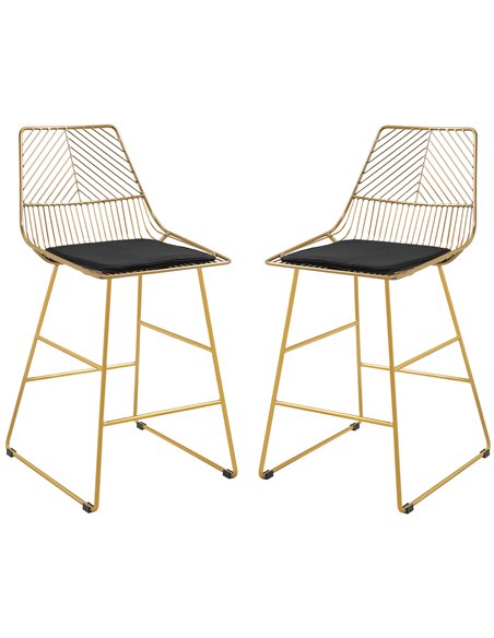 HOMCOM Set of 2 Bar stools Modern Counter Height Wire Metal Bar chairs for Kitchen, Bar Counter, Gold 835-429V70GD - pic 62112 | FastDaddyshop