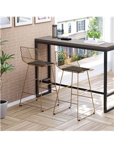 HOMCOM Set of 2 Bar stools Modern Counter Height Wire Metal Bar chairs for Kitchen, Bar Counter, Gold 835-429V70GD 2