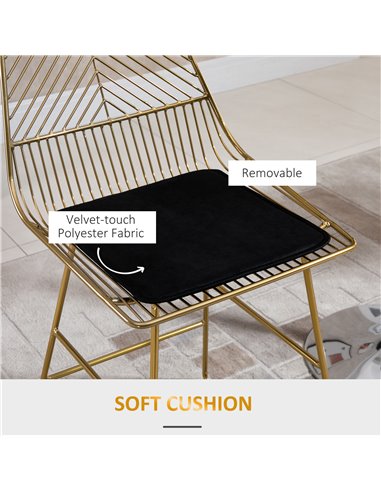 HOMCOM Set of 2 Bar stools Modern Counter Height Wire Metal Bar chairs for Kitchen, Bar Counter, Gold 835-429V70GD