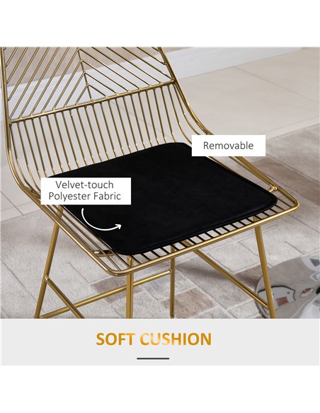 HOMCOM Set of 2 Bar stools Modern Counter Height Wire Metal Bar chairs for Kitchen, Bar Counter, Gold 835-429V70GD - pic 62117 | FastDaddyshop