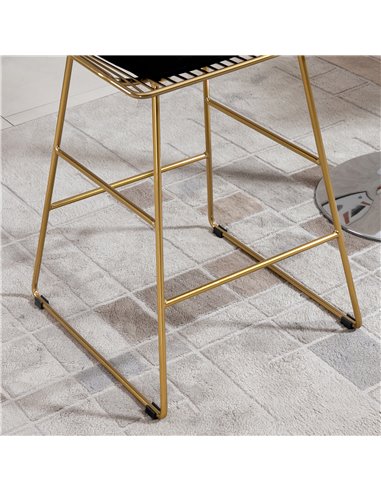 HOMCOM Set of 2 Bar stools Modern Counter Height Wire Metal Bar chairs for Kitchen, Bar Counter, Gold 835-429V70GD