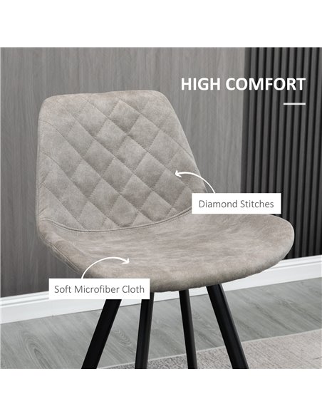HOMCOM Set of 2 Bar Chairs, Vintage Microfiber Cloth Tub Stools, Padded Comfortable Seat with Steel Frame and Footrest, Quilted, - pic 62134 | FastDaddyshop