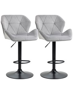 HOMCOM Set Of 2 Bar Stools With Backs, Grey 835-355V71GY