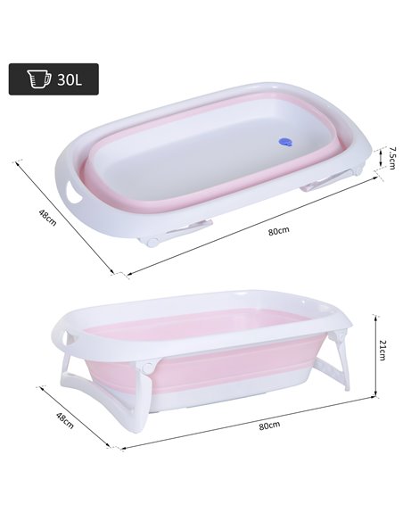 HOMCOM Folding Portable Baby Bathtub Safety Shower w/ Anti-Slip Comfortable Washer Pink - pic 6214 | FastDaddyshop