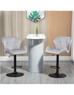 HOMCOM Set Of 2 Bar Stools With Backs, Grey 835-355V71GY 2