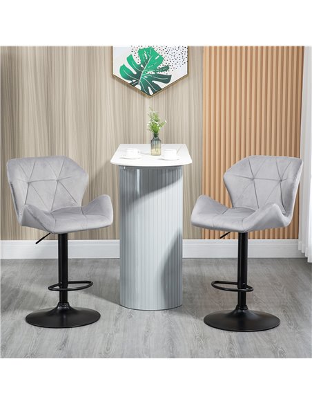 HOMCOM Set Of 2 Bar stools With Backs , Velvet-Touch Barstools w/ Metal Frame Footrest Triangle Indenting Moulded Seat Adjustabl - pic 62140 | FastDaddyshop