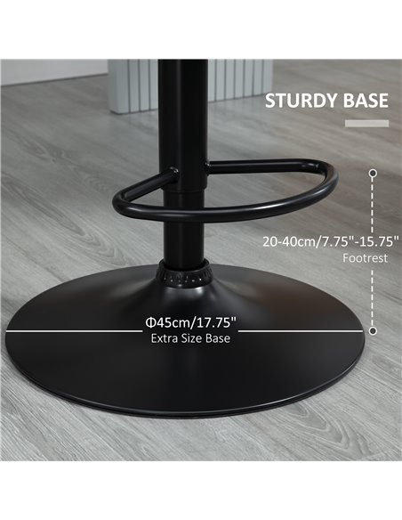 HOMCOM Set Of 2 Bar stools With Backs , Velvet-Touch Barstools w/ Metal Frame Footrest Triangle Indenting Moulded Seat Adjustabl - pic 62144 | FastDaddyshop