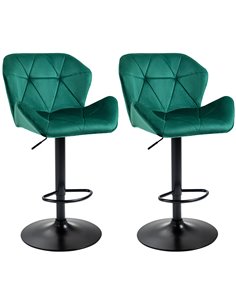 HOMCOM Bar Stools Set Of 2, Luxurious Velvet-Touch Barstools, Green 835-355V71GN