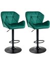 HOMCOM Bar Stools Set Of 2, Luxurious Velvet-Touch Barstools, Green 835-355V71GN