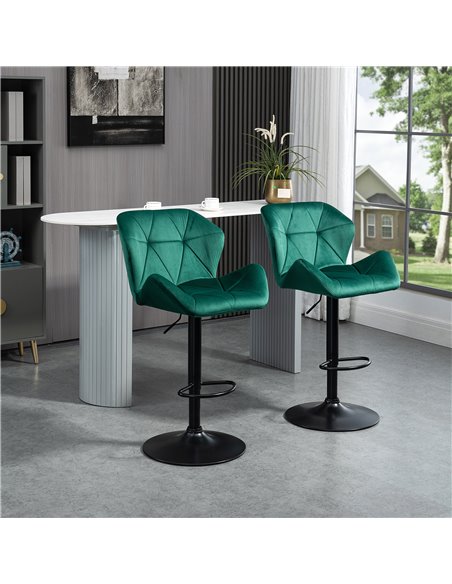 HOMCOM Bar Stools Set Of 2, Luxurious Velvet-Touch Barstools with Metal Frame Footrest Round Base Triangle Indenting Adjustable  - pic 62149 | FastDaddyshop