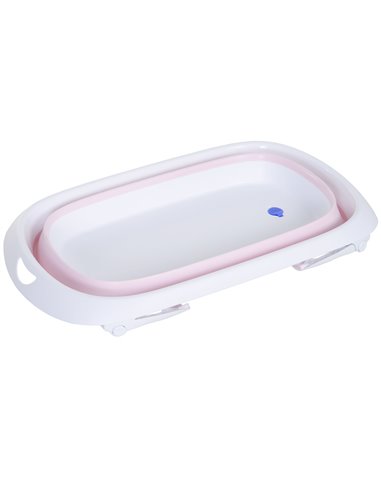 HOMCOM Folding Portable Baby Bathtub Safety Shower w/ Anti-Slip Comfortable Washer Pink