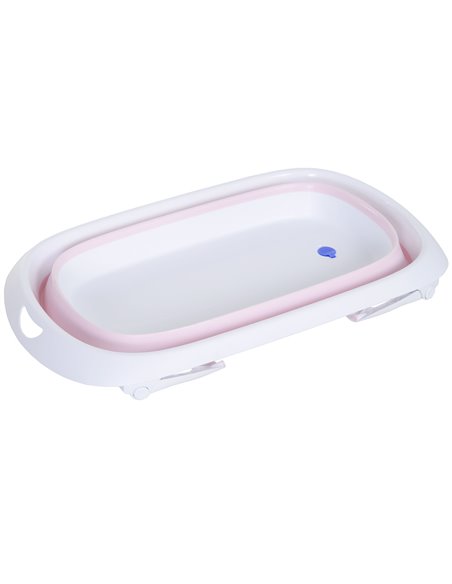 HOMCOM Folding Portable Baby Bathtub Safety Shower w/ Anti-Slip Comfortable Washer Pink - pic 6215 | FastDaddyshop
