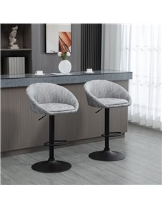 HOMCOM Modern Adjustable Bar Stools Set of 2, Light Grey 835-873V70LG 2