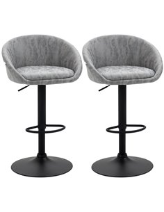 HOMCOM Modern Adjustable Bar Stools Set of 2, Light Grey 835-873V70LG