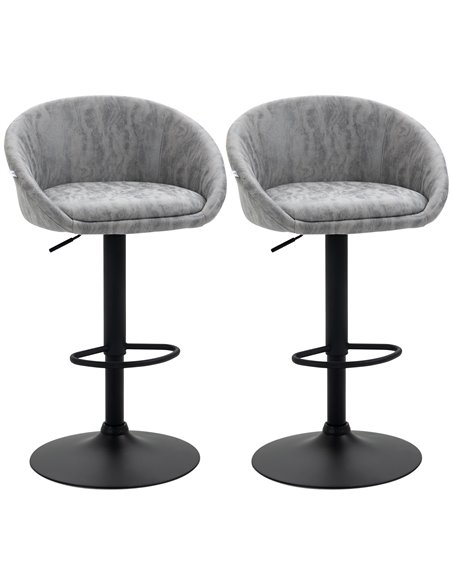 HOMCOM Modern Adjustable Bar Stools Set of 2, Light Grey 835-873V70LG - pic 62158 | FastDaddyshop