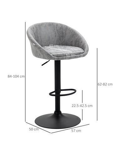 HOMCOM Modern Adjustable Bar Stools Set of 2, Swivel PU Leather Breakfast Barstools with Footrest Armrests Back, for Kitchen Cou