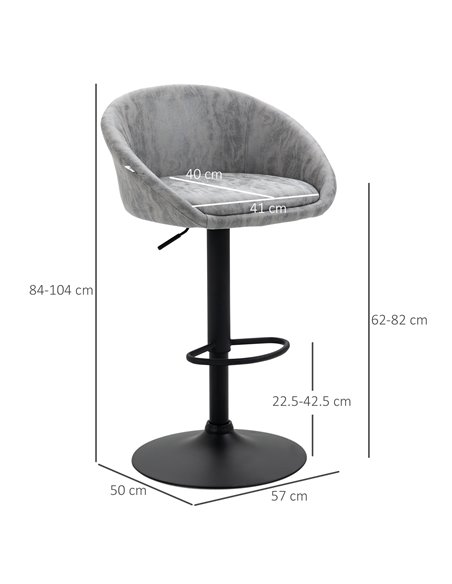 HOMCOM Modern Adjustable Bar Stools Set of 2, Swivel PU Leather Breakfast Barstools with Footrest Armrests Back, for Kitchen Cou - pic 62159 | FastDaddyshop