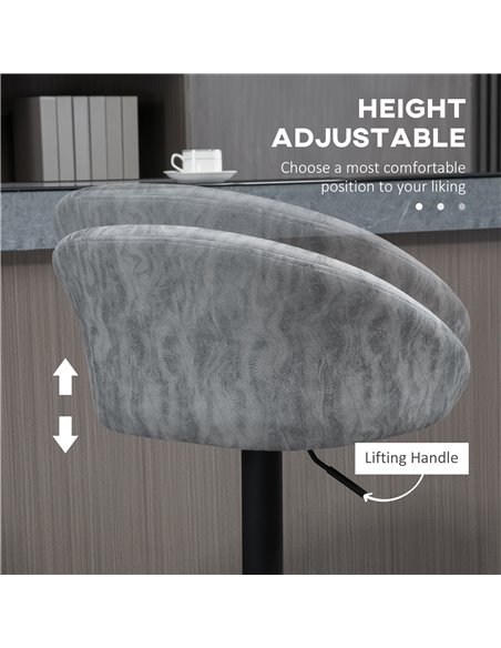 HOMCOM Modern Adjustable Bar Stools Set of 2, Swivel PU Leather Breakfast Barstools with Footrest Armrests Back, for Kitchen Cou - pic 62161 | FastDaddyshop