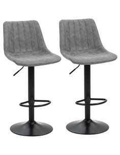 HOMCOM Adjustable Bar Stools Set of 2 with Footrest, Grey 835-228V71GY