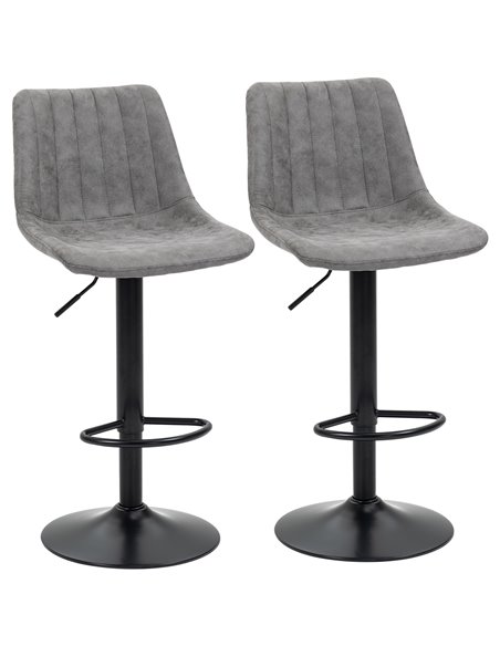 HOMCOM Adjustable Bar Stools Set of 2 with Footrest, Grey 835-228V71GY - pic 62166 | FastDaddyshop