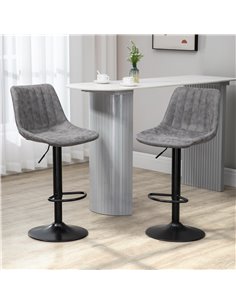 HOMCOM Adjustable Bar Stools Set of 2 with Footrest, Grey 835-228V71GY 2