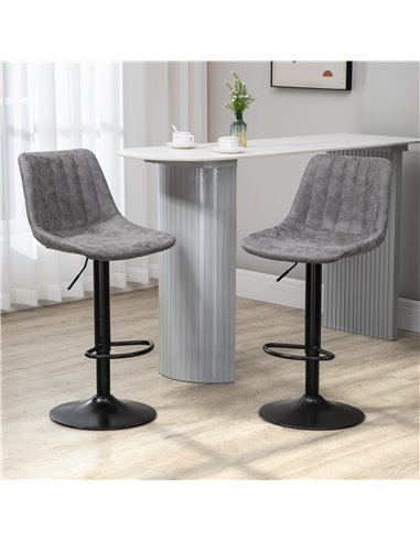 HOMCOM Adjustable Bar Stools Set of 2 Counter Height Barstools Dining Chairs 360° Swivel with Footrest for Home Pub, Grey 835-22