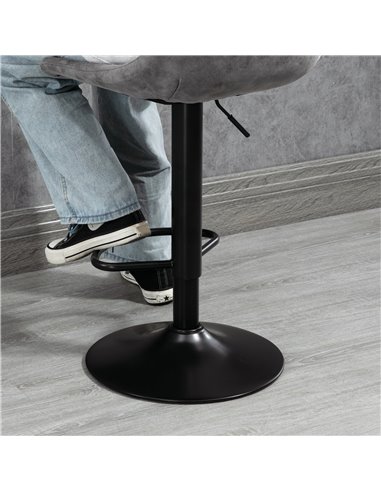HOMCOM Adjustable Bar Stools Set of 2 Counter Height Barstools Dining Chairs 360° Swivel with Footrest for Home Pub, Grey 835-22